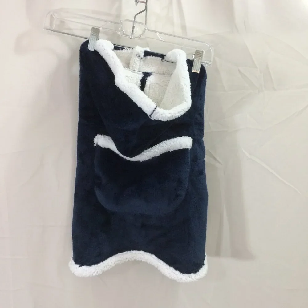 NEW Fitwarm Dog Coat Fleece Sherpa Hooded Blanket Coat Blue Size XL